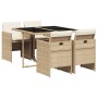 Set comedor de jardín 5 pzas con cojines ratán sintético beige de , Conjuntos de jardín - Ref: Foro24-3210538, Precio: 288,63...