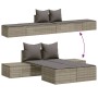 Tumbona doble con cojines ratán sintético gris de , Tumbonas - Ref: Foro24-368391, Precio: 257,50 €, Descuento: %