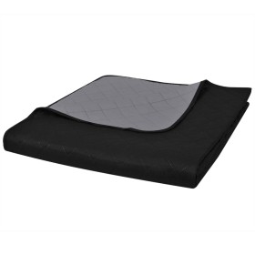 Colcha acolchada a doble cara negro gris 170x210 cm de , Colchas y edredones - Ref: Foro24-130883, Precio: 20,69 €, Descuento: %