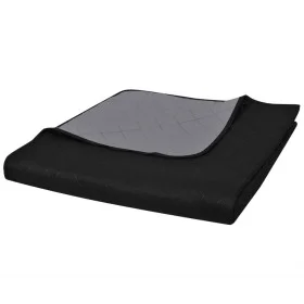 Colcha acolchada a doble cara negro gris 170x210 cm de , Colchas y edredones - Ref: Foro24-130883, Precio: 15,86 €, Descuento: %