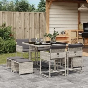 Set comedor de jardín 9 pzas cojines ratán sintético gris claro de , Conjuntos de jardín - Ref: Foro24-3278086, Precio: 458,1...