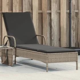 Liegestuhl mit Rädern und Kissen aus hellem grauem synthetischem Rattan. von , Liegen - Ref: Foro24-368313, Preis: 171,41 €, ...