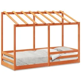 Techo de cama infantil madera maciza marrón 75x190 cm de , Camas y somieres - Ref: Foro24-847011, Precio: 123,76 €, Descuento: %