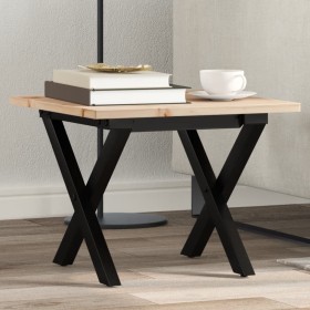 Mesa de centro marco X madera maciza pino y acero 50x50x35 cm de , Mesas de cocina y de comedor - Ref: Foro24-3282681, Precio...