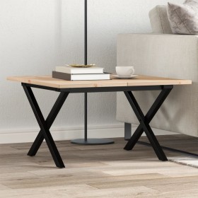 Mesa de centro marco X madera maciza pino y acero 70x70x40 cm de , Mesas de cocina y de comedor - Ref: Foro24-3282683, Precio...
