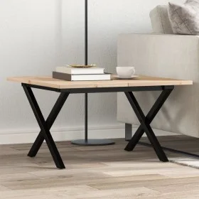 Mesa de centro marco X madera maciza pino y acero 70x70x40 cm by , Kitchen and dining tables - Ref: Foro24-3282683, Price: 66...