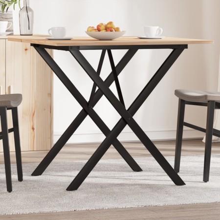 Mesa de comedor marco X madera maciza pino y acero 80x80x75 cm de , Mesas de cocina y de comedor - Ref: Foro24-3282695, Preci...