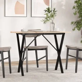 Mesa de comedor marco X madera maciza pino y acero 100x50x75cm by , Kitchen and dining tables - Ref: Foro24-3282697, Price: 8...
