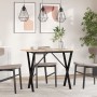 Mesa de comedor marco X madera maciza pino y acero 100x50x75cm de , Mesas de cocina y de comedor - Ref: Foro24-3282697, Preci...