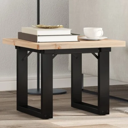 Mesa de centro marco O madera maciza pino y acero 50x50x35,5 cm de , Mesas de cocina y de comedor - Ref: Foro24-3282725, Prec...