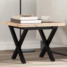 Mesa de centro marco X madera maciza pino y acero 40x40x35,5 cm de , Mesas de cocina y de comedor - Ref: Foro24-3282746, Prec...