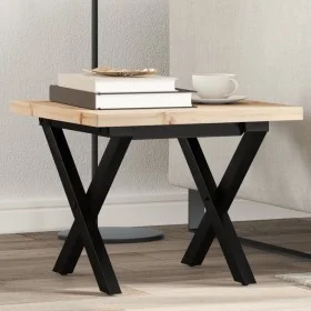Mesa de centro marco X madera maciza pino y acero 40x40x35,5 cm de , Mesas de cocina y de comedor - Ref: Foro24-3282746, Prec...
