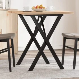 Mesa de comedor marco X madera maciza pino y acero 70x70x75,5cm by , Kitchen and dining tables - Ref: Foro24-3282759, Price: ...