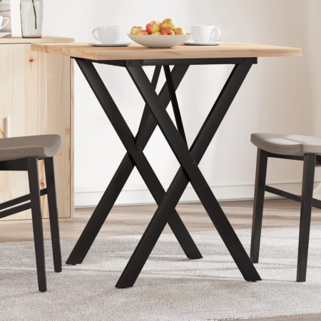 Mesa de comedor marco X madera maciza pino y acero 70x70x75,5cm de , Mesas de cocina y de comedor - Ref: Foro24-3282759, Prec...
