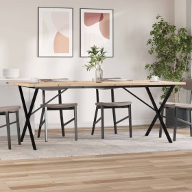 Mesa de comedor marco X madera maciza pino acero 200x100x75,5cm de , Mesas de cocina y de comedor - Ref: Foro24-3282767, Prec...