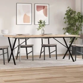 Mesa de comedor marco X madera maciza pino acero 200x100x75,5cm de , Mesas de cocina y de comedor - Ref: Foro24-3282767, Prec...