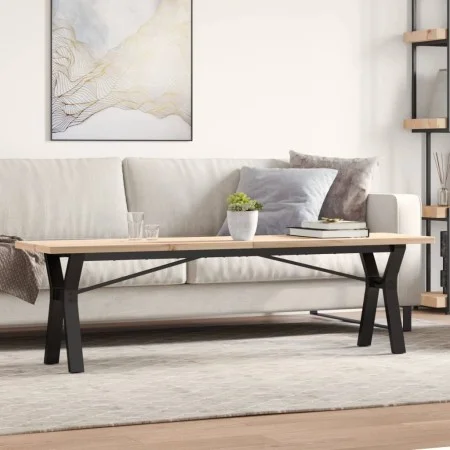 Mesa de centro marco Y madera maciza pino y acero 160x40x45,5cm by , Kitchen and dining tables - Ref: Foro24-3282778, Price: ...