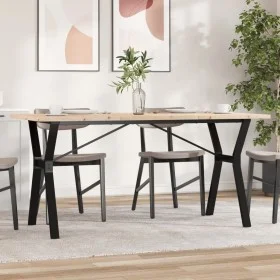 Mesa de comedor marco Y madera maciza pino acero 140x80x75,5 cm de , Mesas de cocina y de comedor - Ref: Foro24-3282786, Prec...