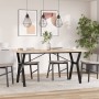 Mesa de comedor marco Y madera maciza pino acero 140x80x75,5 cm de , Mesas de cocina y de comedor - Ref: Foro24-3282786, Prec...