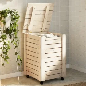 Cesta ropa sucia con ruedas RANA madera maciza pino 45x45x64 cm de , Cestas para ropa - Ref: Foro24-4002325, Precio: 76,33 €,...