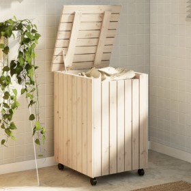 Cesta ropa sucia con ruedas RANA madera maciza pino 45x45x64 cm de , Cestas para ropa - Ref: Foro24-4002333, Precio: 79,90 €,...