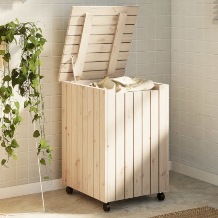 Cesta ropa sucia con ruedas RANA madera maciza pino 45x45x64 cm de , Cestas para ropa - Ref: Foro24-4002333, Precio: 79,90 €,...