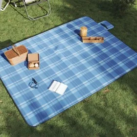 Manta de picnic plegable de cuadros terciopelo azul 200x150 cm de , Camping y senderismo - Ref: Foro24-4004203, Precio: 23,16...