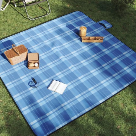 Manta de picnic plegable terciopelo a cuadros azul 200x200 cm de , Camping y senderismo - Ref: Foro24-4004208, Precio: 29,27 ...