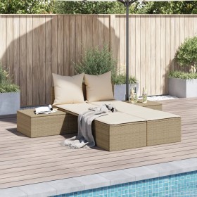 Tumbona doble con cojines ratán sintético beige de , Tumbonas - Ref: Foro24-368393, Precio: 297,16 €, Descuento: %