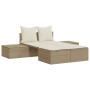 Tumbona doble con cojines ratán sintético beige de , Tumbonas - Ref: Foro24-368393, Precio: 297,16 €, Descuento: %