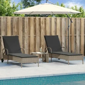Liegestühle mit Kissen, 2 Stück, aus hellem grauem Kunststoff-Rattan. von , Liegen - Ref: Foro24-3261439, Preis: 333,37 €, Ra...