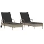Liegestühle mit Kissen, 2 Stück, aus hellem grauem Kunststoff-Rattan. von , Liegen - Ref: Foro24-3261439, Preis: 333,37 €, Ra...