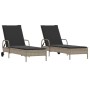 Tumbonas con cojines 2 unidades ratán sintético gris claro de , Tumbonas - Ref: Foro24-3261439, Precio: 318,68 €, Descuento: %