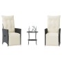 Mesita y sillas con cojines 3 piezas ratán sintético negro de , Conjuntos de jardín - Ref: Foro24-365673, Precio: 226,42 €, D...