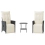 Mesita y sillas con cojines 3 piezas ratán sintético negro de , Conjuntos de jardín - Ref: Foro24-365673, Precio: 226,42 €, D...