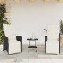 Mesita y sillas con cojines 3 piezas ratán sintético negro de , Conjuntos de jardín - Ref: Foro24-365673, Precio: 226,42 €, D...
