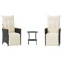 Mesita y sillas con cojines 3 piezas ratán sintético negro de , Conjuntos de jardín - Ref: Foro24-365678, Precio: 243,59 €, D...