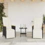 Mesita y sillas con cojines 3 piezas ratán sintético negro de , Conjuntos de jardín - Ref: Foro24-365678, Precio: 243,59 €, D...