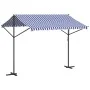 Toldo de pie tela y acero azul y blanco 300x300 cm de , Sombrillas - Ref: Foro24-368931, Precio: 241,48 €, Descuento: %