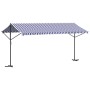 Toldo de pie tela y acero azul y blanco 500x300 cm de , Sombrillas - Ref: Foro24-368933, Precio: 253,29 €, Descuento: %
