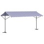 Toldo de pie tela y acero azul y blanco 500x300 cm de , Sombrillas - Ref: Foro24-368933, Precio: 253,29 €, Descuento: %
