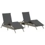 Tumbonas con mesita 2 unidades ratán sintético gris by , Loungers - Ref: Foro24-4002712, Price: 274,11 €, Discount: %