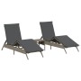 Tumbonas con mesita 2 unidades ratán sintético gris de , Tumbonas - Ref: Foro24-4002712, Precio: 278,05 €, Descuento: %