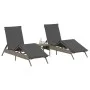 Tumbonas con mesita 2 unidades ratán sintético gris by , Loungers - Ref: Foro24-4002712, Price: 274,11 €, Discount: %