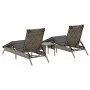 Tumbonas con mesita 2 unidades ratán sintético gris by , Loungers - Ref: Foro24-4002712, Price: 274,11 €, Discount: %