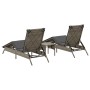 Tumbonas con mesita 2 unidades ratán sintético gris de , Tumbonas - Ref: Foro24-4002712, Precio: 278,05 €, Descuento: %