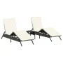 Tumbonas con mesita 2 unidades ratán sintético negro by , Loungers - Ref: Foro24-4002710, Price: 268,03 €, Discount: %