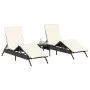 Tumbonas con mesita 2 unidades ratán sintético negro by , Loungers - Ref: Foro24-4002710, Price: 268,03 €, Discount: %