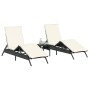 Tumbonas con mesita 2 unidades ratán sintético negro de , Tumbonas - Ref: Foro24-4002710, Precio: 272,50 €, Descuento: %