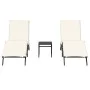 Tumbonas con mesita 2 unidades ratán sintético negro by , Loungers - Ref: Foro24-4002710, Price: 268,03 €, Discount: %
